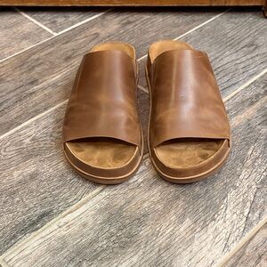 Kelsi Dagger Women’s Leather Squish Slide Sandal, Camel, Size 8